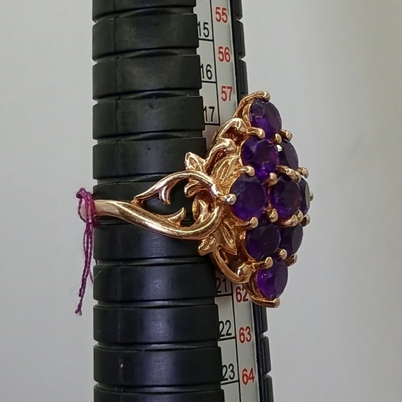 Purple Gemstone Gold Plated Sterling Silver Ring Size 9 - Picture 2 of 8